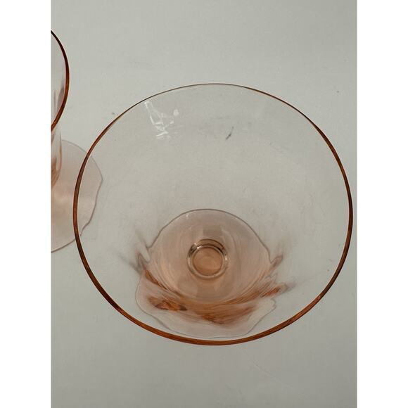 Vintage Tiffin Pink Depression Glass Oyster Fruit Cocktail Glasses Set of 2 1930 - Picture 6 of 8